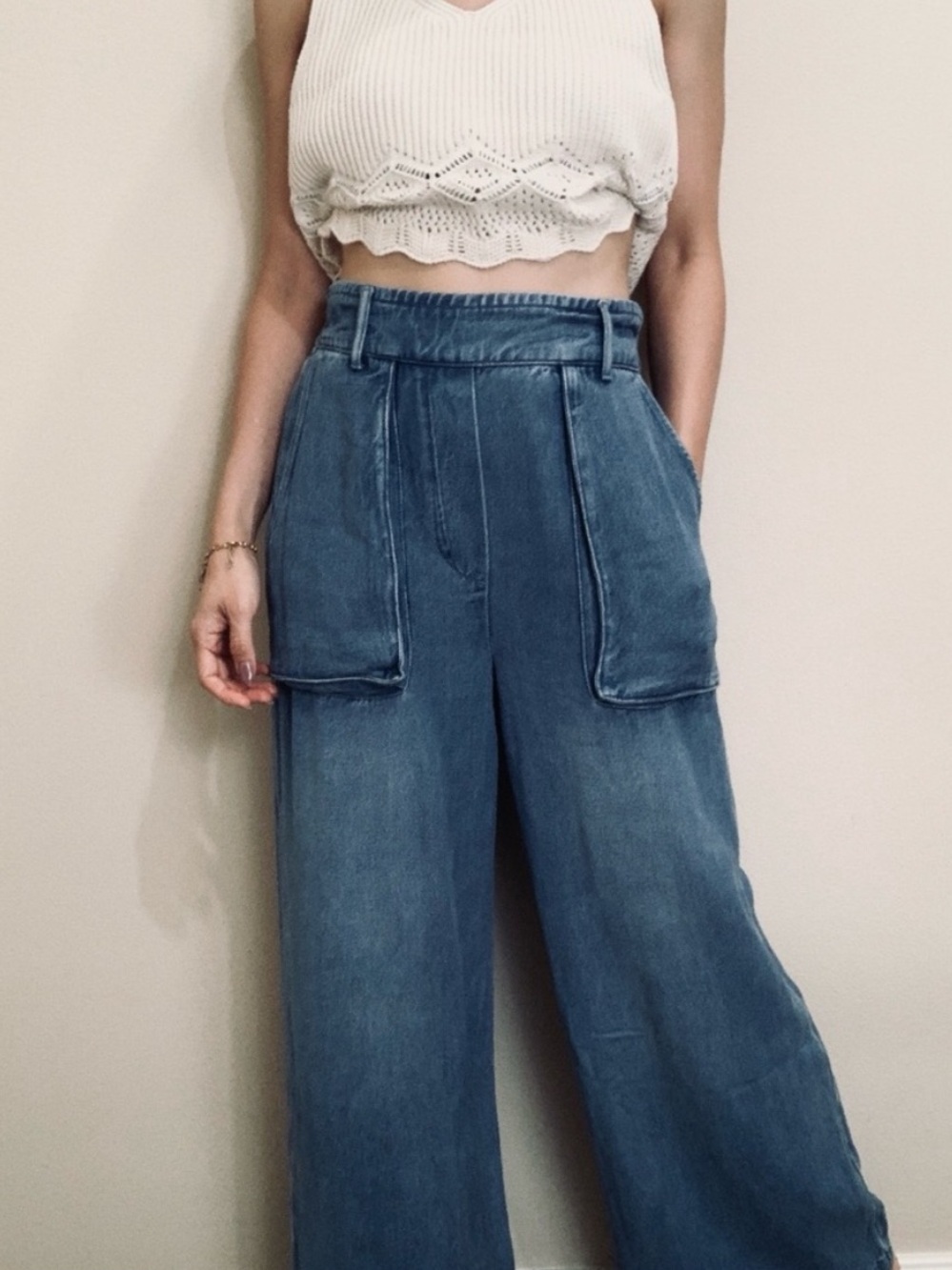 Young Fabulous & Broke YFB Sadie Soft Slouchy Wide Leg Patch Pocket Jeans- L
